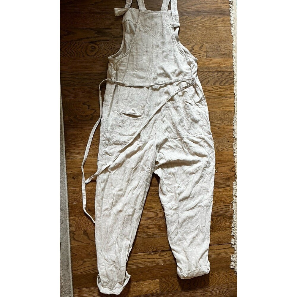 Women's universal Thread Linen Blend Overalls Jumpsuit Tie waist Romper Small - Picture 4 of 4
